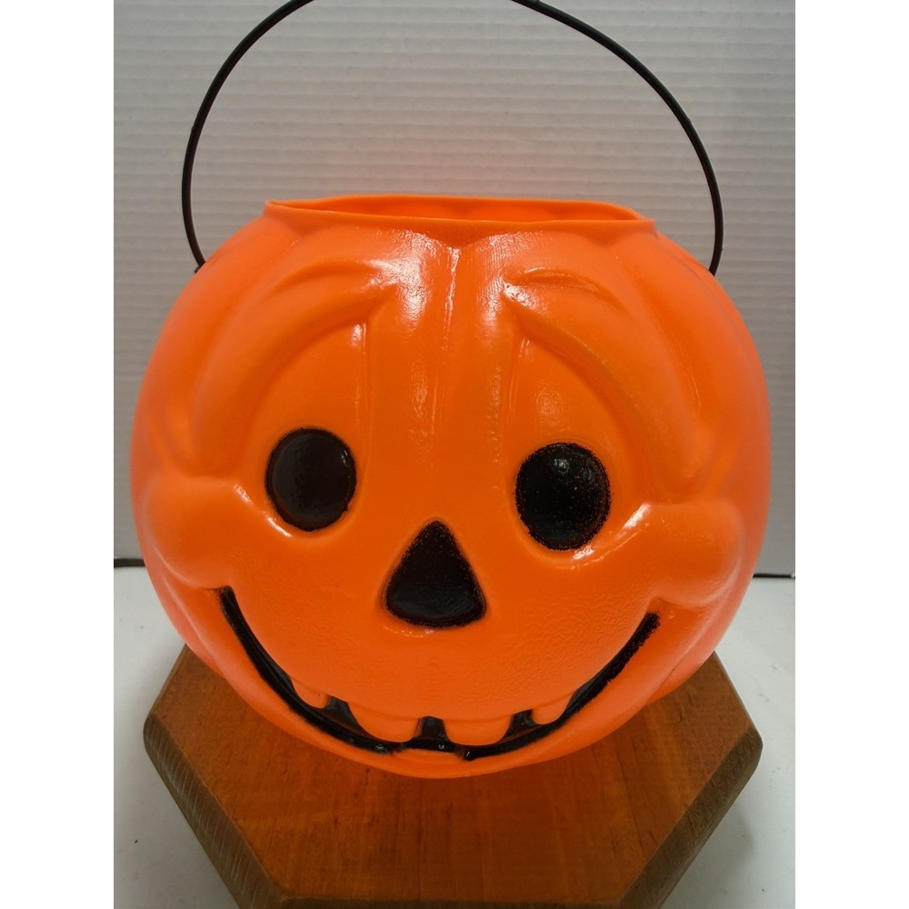 Vintage Empire Blow Mold Halloween Pumpkin Jack O Lantern Candy Pail USA